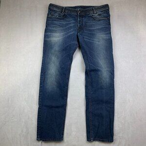 Diesel Mens Pants 38 Blue Jeans Iakop Regular Slim Tapered Stretch Denim 38x32